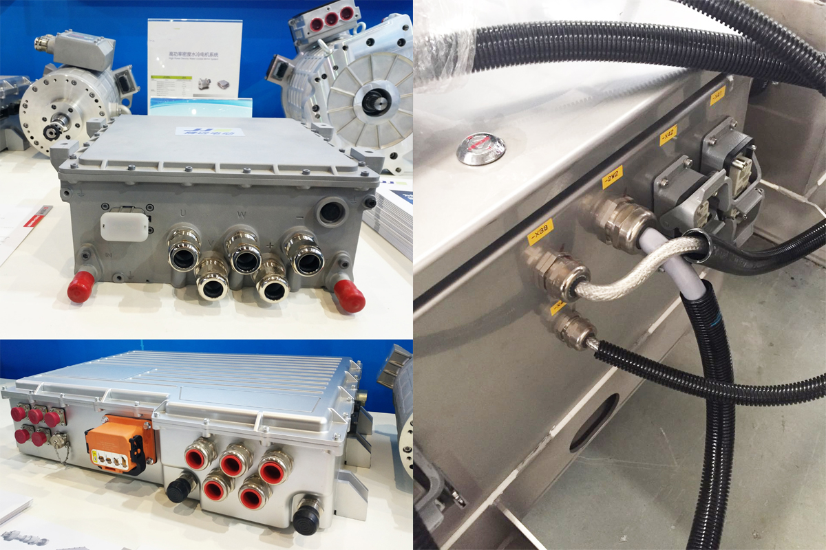 Prensaestopas de metal en el diagrama del efecto de instalación del motor